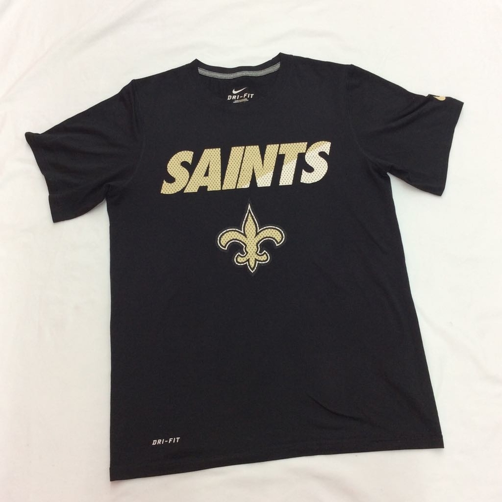 Nike Dry Fit Black Gold  Mens Short Sleeve New Orleans Saints T Shirt Size Small